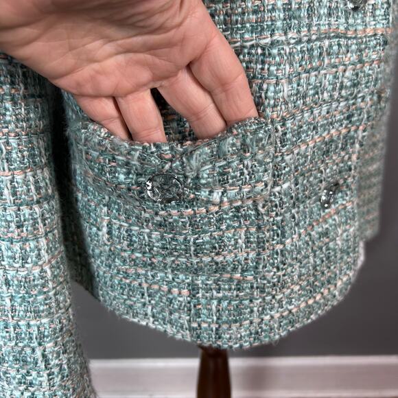 Mac & Jac tweed blazer size 14 pastel green bows cabochon buttons y2k preppy - Picture 9 of 12